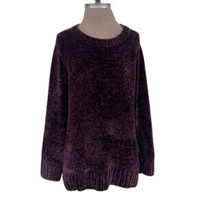 Orvis Chenille Pullover Sweater Crushed Velvet Purple Cozy Women’s Medium
